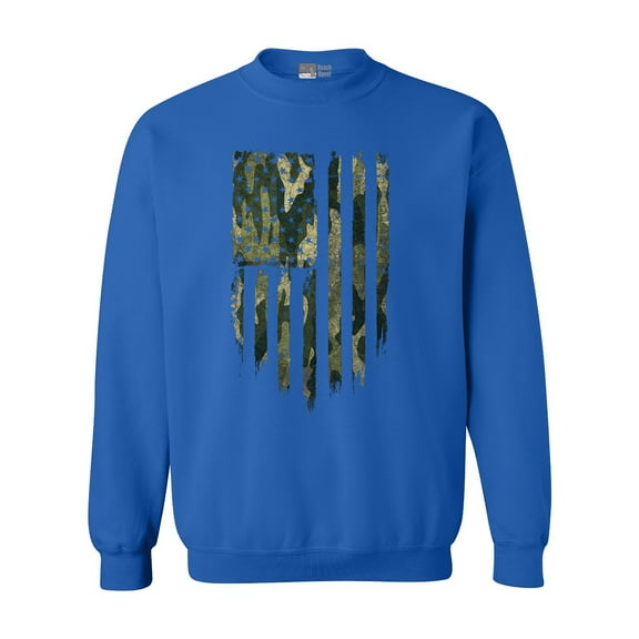 Camo Camouflage American Flag Patriotic Support DT Crewneck Sweatshirt