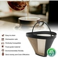 thumbnail image 2 of Panier-filtre à Café Réutilisable #4 en Forme de Cône pour Cafetières Cuisinart Accessoires de Café Cuisinart - 1 Paquet Remplacement Permanent pour Cafetières Cuisinart, 2 of 5