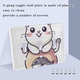 thumbnail image 3 of Yayeee Toggle Light Switch Wall Plate 2-Gang 4.56"x4.48" Decorative Outlet Cover, White Cute Cat, 3 of 7