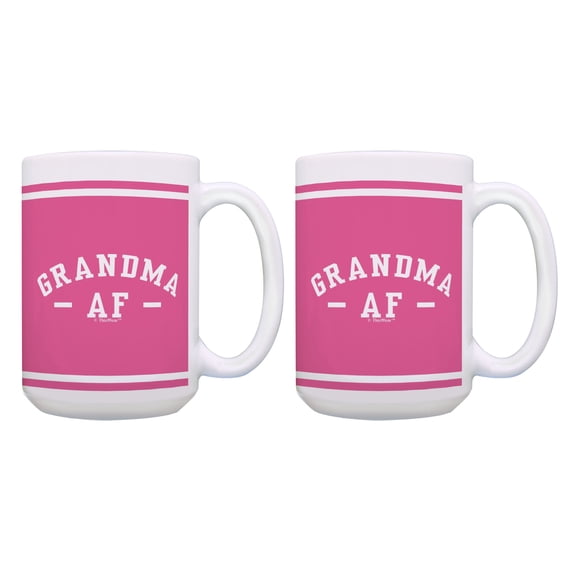 ThisWear Funny Grandma Mug Set Grandma AF Cup New Grandma Gifts 2 Pack 15oz Coffee Mugs Pink