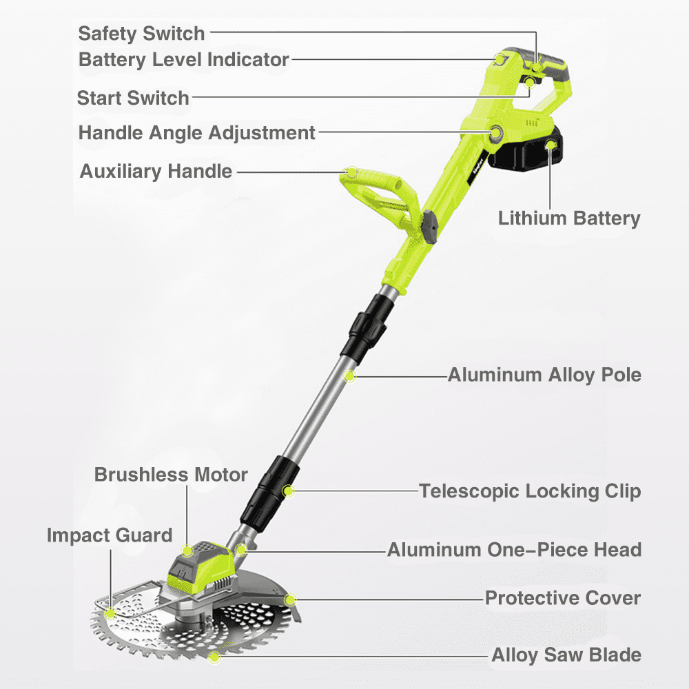 KingFurt Cordless String Trimmer, 21V Electric Weed Wacker,  with 2 x Batteries,  3-in-1 Weed Eater, Lawn Tool Cordless Cutter Mower