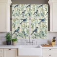 thumbnail image 2 of Watercolor Blue Green Bird Curtain Valances Set Leaf Green Brach Vintage Kitchen Curtains 36&nbsp;inch Length Rod Pocket Valance and Tiers 3 Piece Set Small Bedroom Bathroom Laundry Decor, 2 of 9