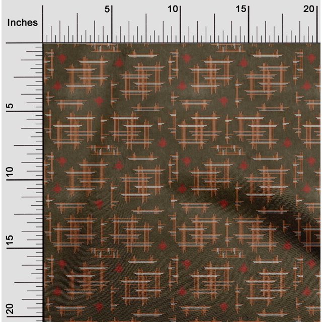 oneOone Polyester Lycra Fabric Geometric Kasuri Print Sewing Fabric BTY 56 Inch Wide
