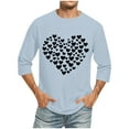thumbnail image 2 of Jinhomg Mens Valentine's Day Shirts Big and Tall Casual Heart Graphic Tees Lightweight Comfy 3/4 Sleeve Crew Neck Pullover Tops Male Holiday Gifts Winter Saving Light Blue S, 2 of 4