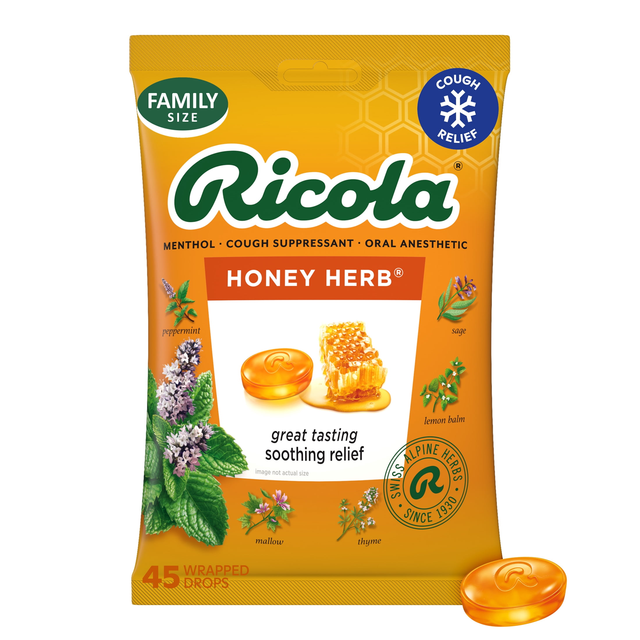(6 pack) Ricola Honey Herb Cough Drops for Sore Throat and Cough Relief, Value Pack, 45 Count
