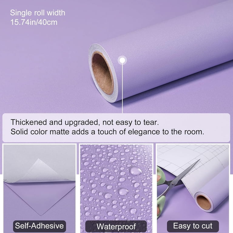 Biyoee Matte Purple Peel And Stick Wallpaper – 15.7" X 118" Self-Adhesive, Waterproof Vinyl Roll – Removable Contact Paper For Cabinets, Furniture, Bedroom Walls, Accent Walls – Renter Friendly