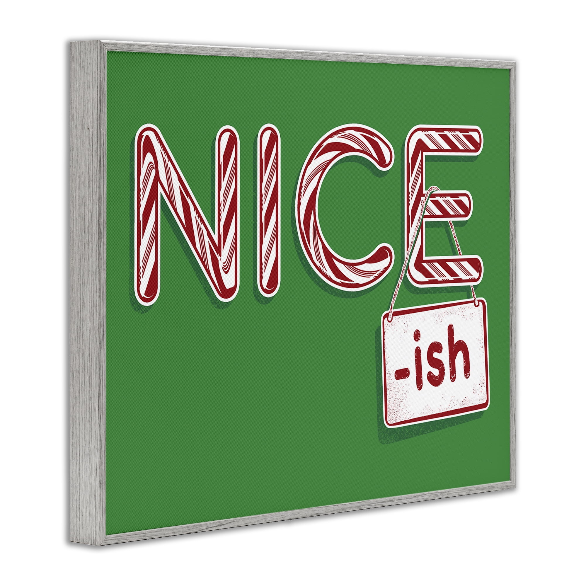 Stupell Industries Nice-Ish Holiday Humor Holiday Painting Gray Framed Art Prints Wall Art, 20 x 16