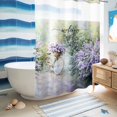 thumbnail image 5 of No Hook Shower Curtain, Purple Lavender Shower Curtains for Bathroom with See Through Top Window, Green Leaves Spring Bike Botanical Waterproof & Washable Bath Curtain 60"x72", 5 of 9
