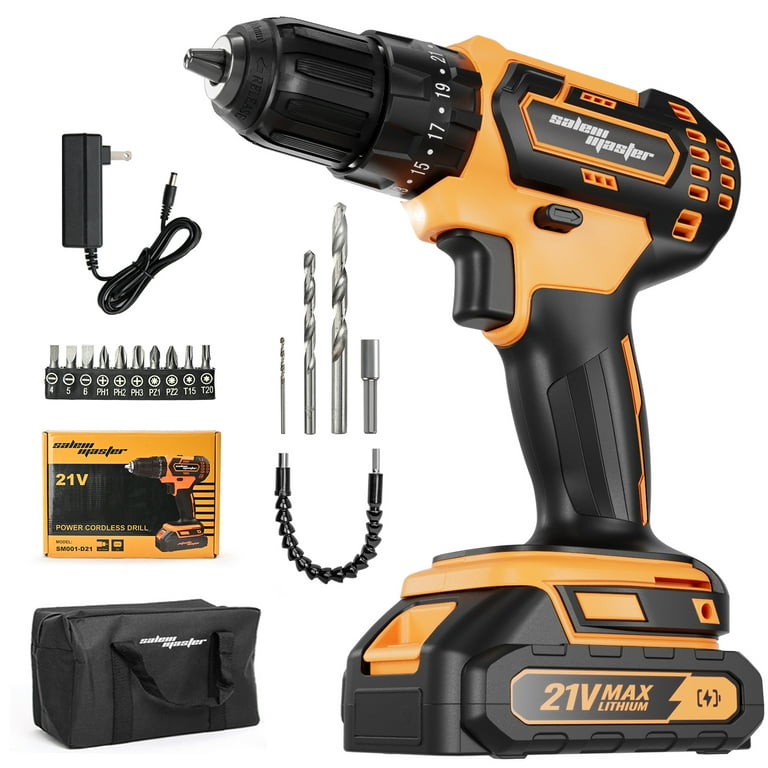 Free Shipping SALEM MASTER Electric Drill Driver 21V Max 3 8 Portable Cordless Drill for Home Improvement DIY Projects 1 Battery Walmart
