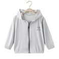 thumbnail image 3 of Xfvqtps Kids Children Cooling Sun Protection Jacket Hoodie Zip up Long Sleeve Solid Color Cute Elephant Print Lightweight Summer Thin Tops for Camping Hiking Cycling Running 2-12Y Gray, 3 of 7