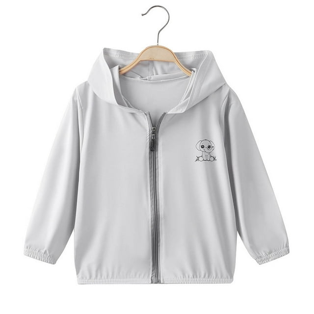 uublik Veste de Randonnée pour Garçons, Chandail à Capuchon à Fermeture Éclair, Chemise Rafraîchissante, Course en Plein Air, Gris, Taille 2-12 Ans