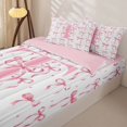 thumbnail image 3 of Manfei Cartoon Bowtie Pattern Zipper Full Size Comforter Sets with Fitted Sheet and 2 Pillowcases,Letter T Print Zipper Bedding Set,Pink Reversible,4pcs, 3 of 7