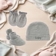 thumbnail image 2 of CUZIBR Baby Girls Turban Hat Sets Classic Cute Letter Print Solid Color Head Wrap Beanie Cap Toddlers Breathable Soft Beanies Bonnets Headwrap Outfits,Light Gray1,0-5 Months, 2 of 3