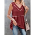 thumbnail image 3 of Hanerdun Women V-Neck Tank Top Female Sleeveless Blouse Vest Red 2XL, 3 of 5