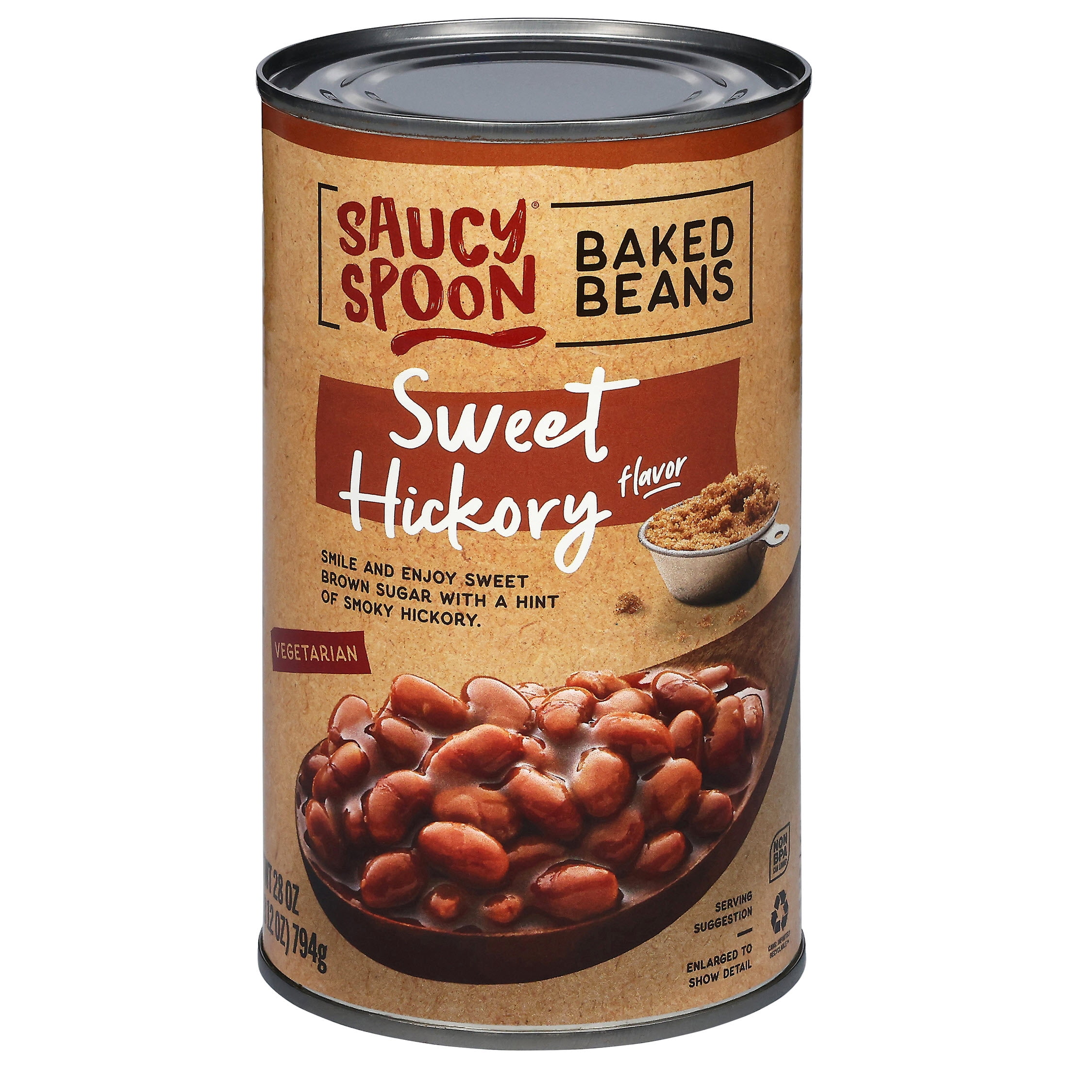 (5 pack) Saucy Spoon Sweet Hickory Baked Beans, Canned Beans, 28 oz Can