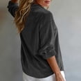 thumbnail image 6 of Edvintorg Womens Tops Dressy Casual Button Down Velvet Shirt Long Sleeve Turndown Collar Blouse Womens Fashion S-2XL Dark Gray, 6 of 8