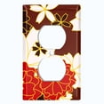thumbnail image 2 of Metal Light Switch Plate Cover Japanese Flower Pattern Maroon Wallpaper FLW045, 2 of 15