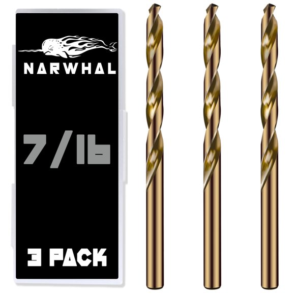 7/16 Cobalt Drill Bits - 3 Pack - 5.5 Inch Length - M35 Cobalt Drill Bits with Storage Case - Perfect Drill Bits for Metal Hardened & Stainless Steel Cast Iron and More!