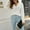White, variant on Babysbule Plus Size Womens Sweaters Women's Casual Pure Color Lapel Dough Twists Long Sleeve Loose Pullover V-neck Sweater Women's Fashion