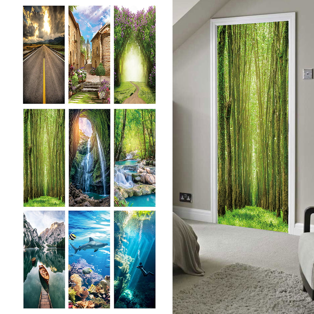 Self-adhesive 3D Door And Wall Stickers Art Decals Mural Scenery Home Decor 