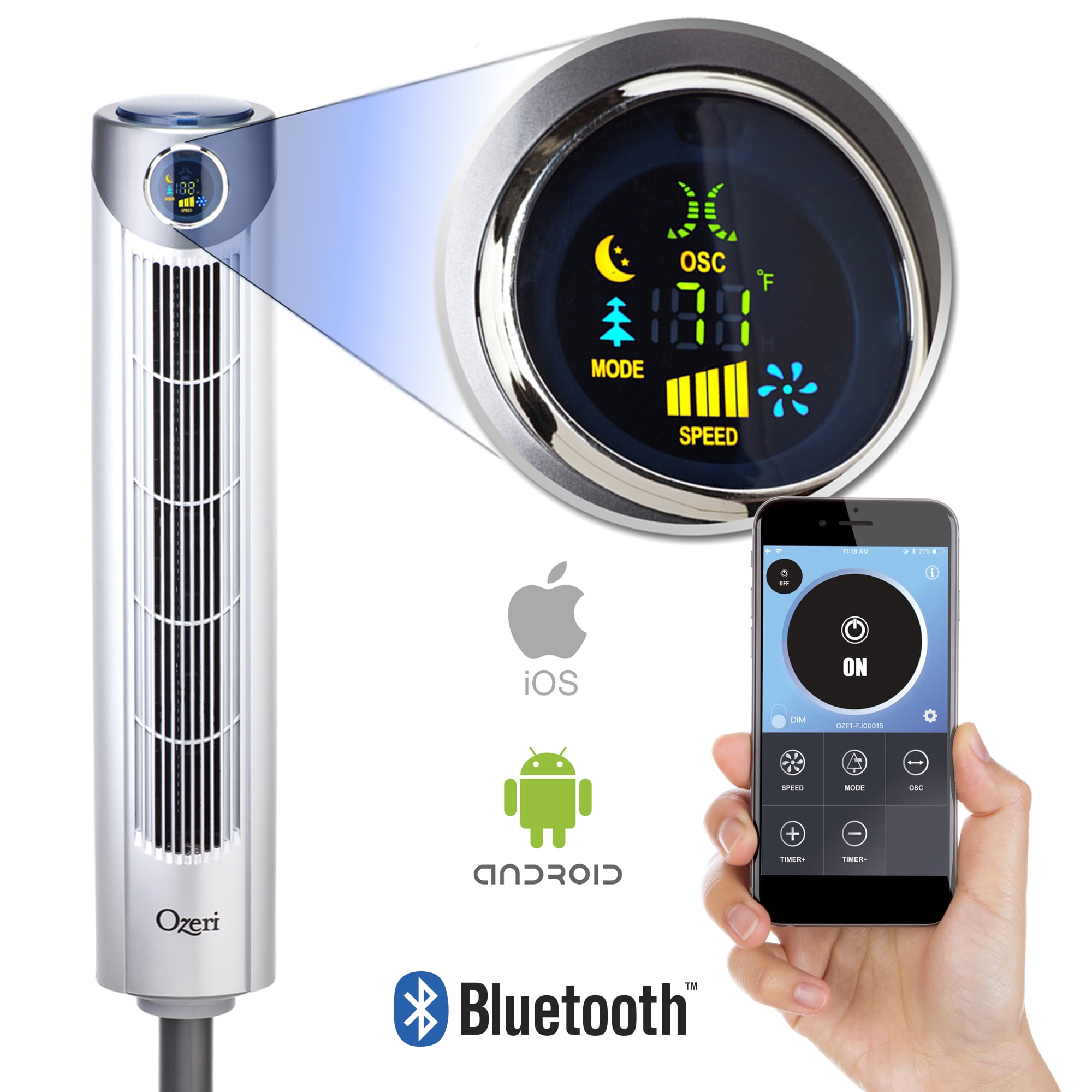 Ozeri Tower Fan 42 In Remote Control Adjustable Height Oscillating