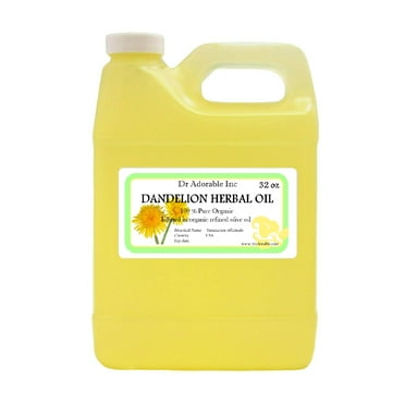 Dr Adorable - 32 oz - Dandelion Leaf Herbal Oil - Infused 100% Pure Organic Cold Pressed Natural