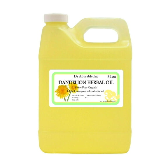 Dr Adorable - 32 oz - Dandelion Leaf Herbal Oil - Infused 100% Pure Organic Cold Pressed Natural