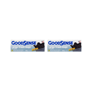 2 Pack GoodSense Large Trash Bags with Flap Ties, 30 Gallon, 20ct