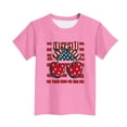 thumbnail image 5 of 4th of July Girls Patriotic Shirt American Flag Cherry Bow Graphic Tee Kids Independence Day Summer Top Pink,Size 5-6T, 5 of 6