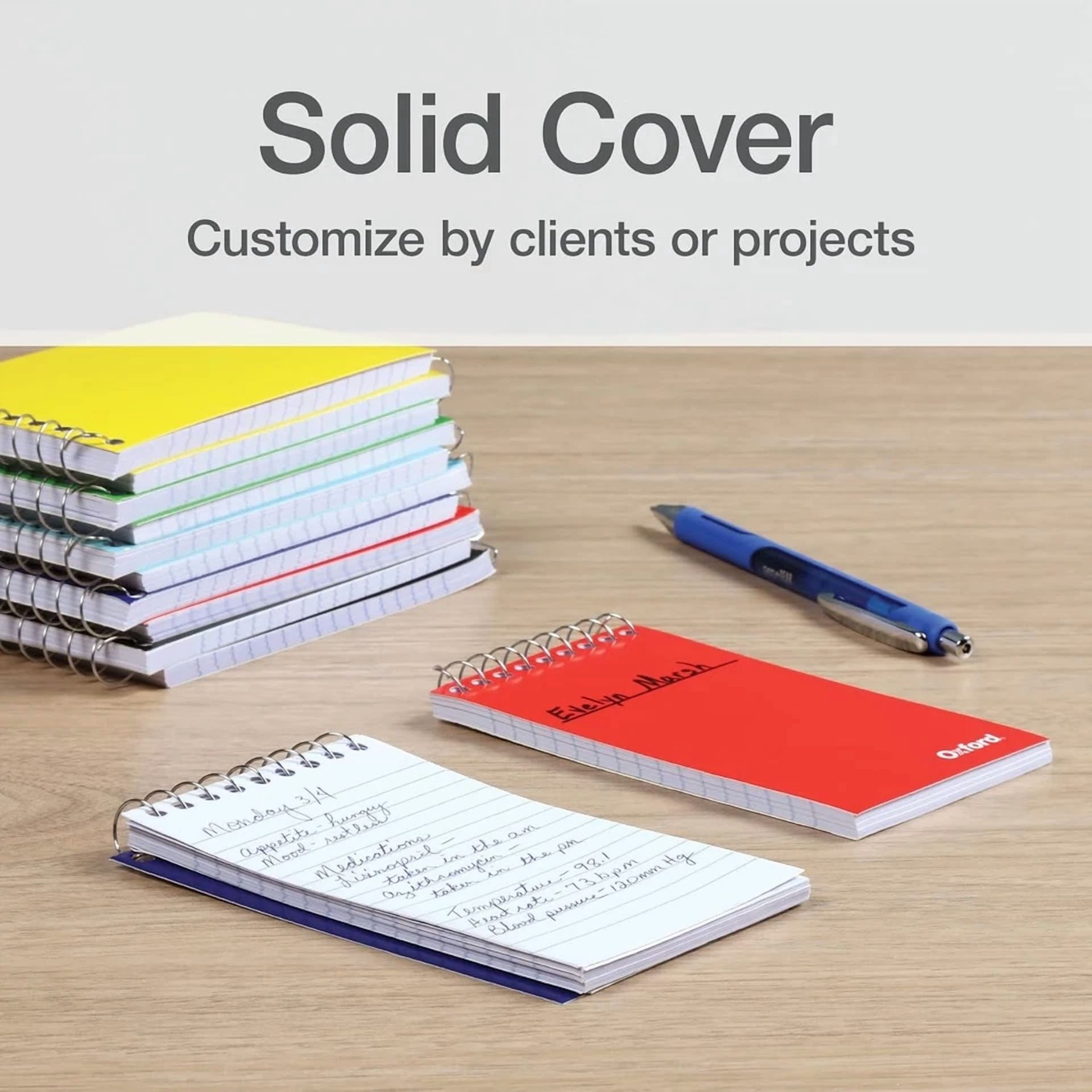 CRESTIN- Oxford Spiral Memo Pads, Top Wire Bound, 3 X 5 Inch Pocket Notepad, Primary