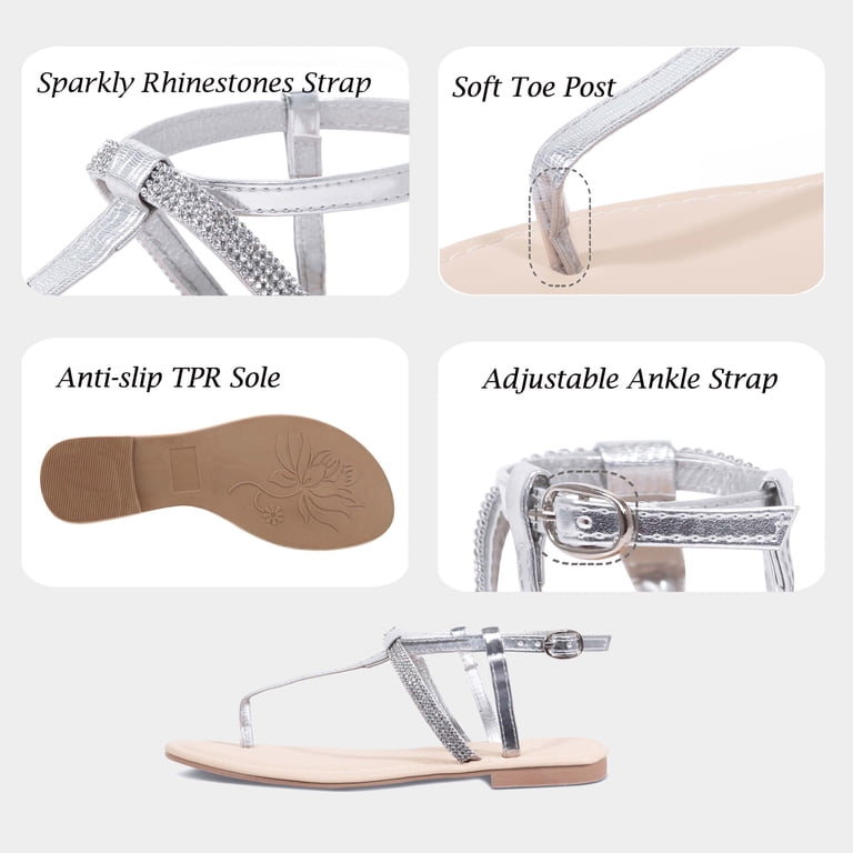 Kenneth Cole Reaction Women's Debra Flat Sandal — Silver/Crystal, Size 10