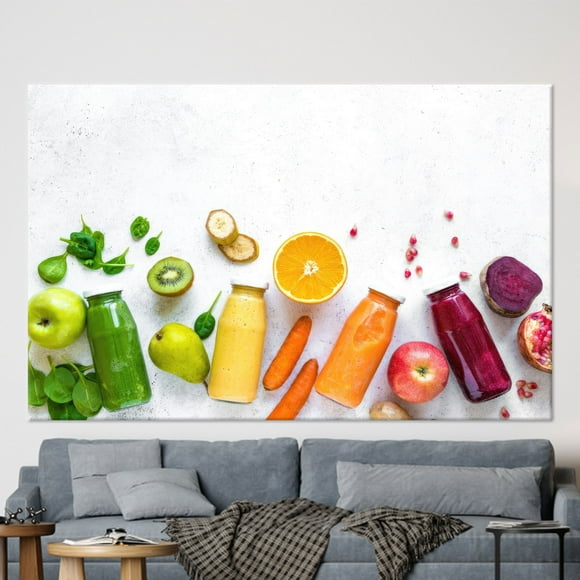 Colorful Modern Wall Art Featuring 3D Fruits and Vegetables Kitchen Decor on Framed Canvas Ideal for a Unique Touch in Your Cooking Space