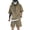 Khaki, variant on Xioeram 2Pcs/Set Men Casual Outfit Hooded Zipper Neckline Short Sleeve T-shirt Elastic Waist Wide Leg Shorts Set Solid Color Loose Fit Outfit
