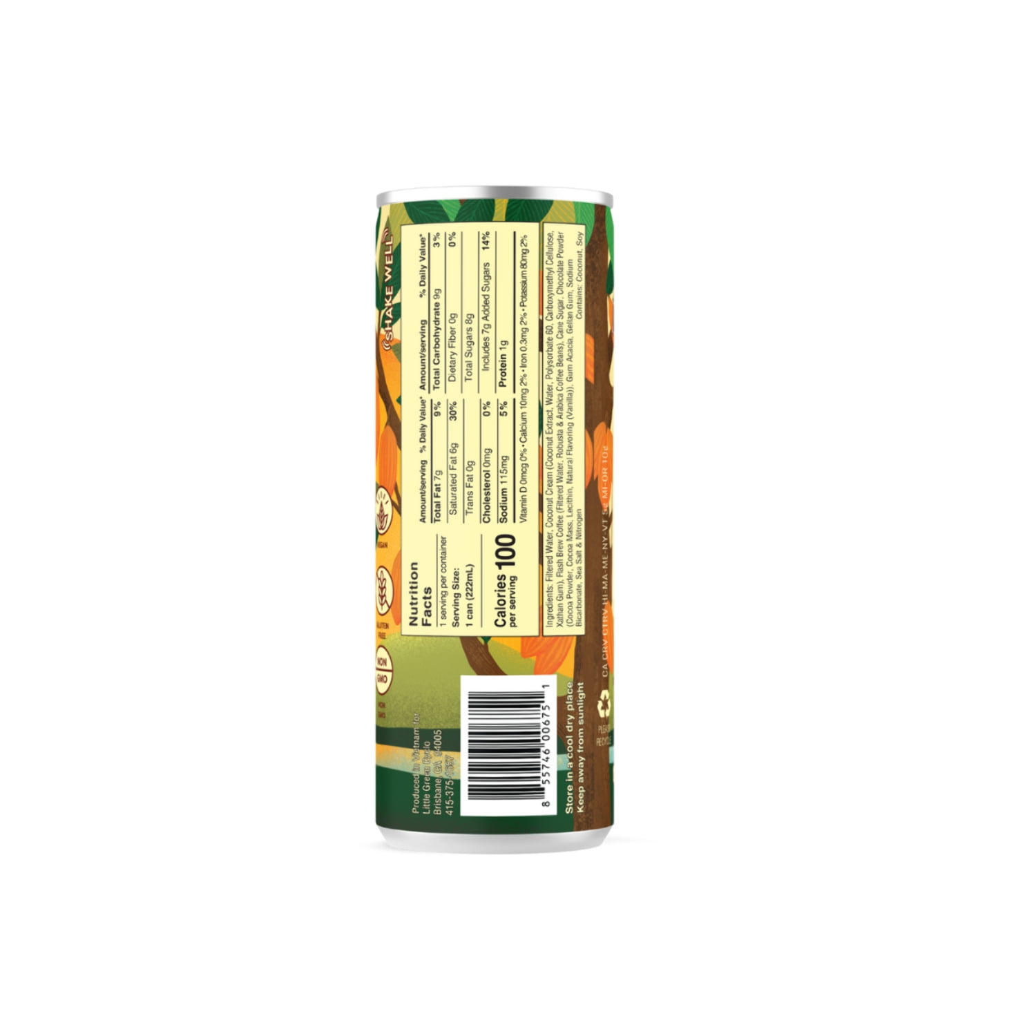 Little Green Cyclo Vietnamese Coffee Vegan Coconut Mocha Ready-to-Drink Naturally Caffeinated 12-Pack 7.5 oz