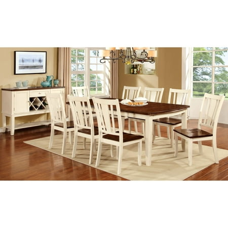 Furniture of America Lohman 9 Piece Dual-Tone Dining Table Set - Cream White; Cherry