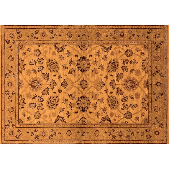 Ahgly Company Indoor Rectangle Oriental Orange Traditional Area Rugs, 7' x 9'
