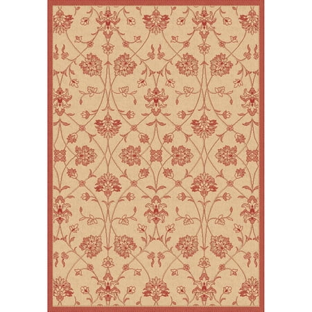 Dynamic Rugs Piazza Parisian Indoor/Outdoor Area Rug - Natural/Red