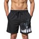 thumbnail image 2 of Traje de baño corto de poliéster para hombre, estilo casual de verano, estampado, con cintura elástica, cordón ajustable y bolsillos., 2 of 9