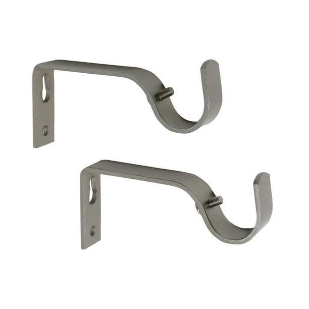 Curtain Rod Brackets, Satin Nickel, Set of 2, Premium ...