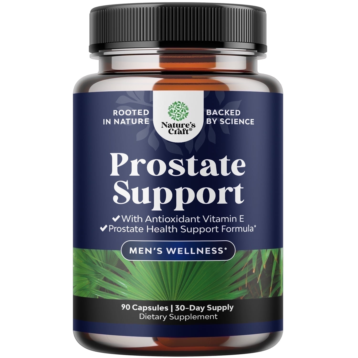 Natures Craft Herbal Prostate Supplement for Men - Potent Pygeum and Saw Palmetto Extract with Beta Sitosterol & Green Tea for Urinary Tract Support - 90ct