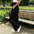 thumbnail image 5 of CQONEPT Smocked Waist Pants for Women Wide Leg Fall Casual Lounge Pant High Waisted Palazzo Ruffle Full Length Soft Trousers with Pocket Black 2XL, 5 of 7