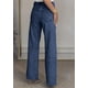 thumbnail image 2 of Pantalones Vaqueros De Mujer Con Diamantes De Imitación, Cintura Alta, Rectos, Pierna Ancha, Elásticos Y Brillantes., 2 of 6