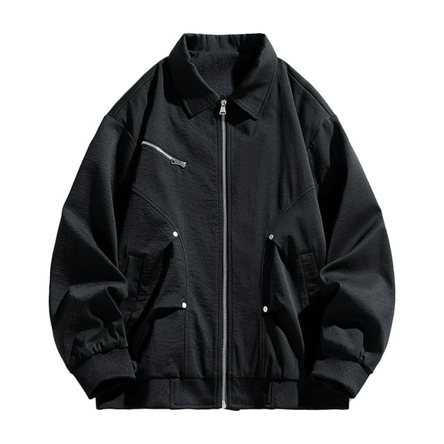 Work Jacket Coat for Mens Full-Zip Open Front Sweatshirt Losse Fitted Long Sleeve Blouses Athletic Stretch Pullover Sweater Blouses with Pockets Workout Running Gym Clothes