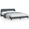 thumbnail image 1 of vidaXL Bed Frame with Headboard Dark Grey 152x203 cm Velvet, 1 of 5