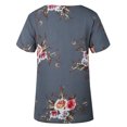 thumbnail image 4 of Camiseta de mujer con estampado floral, manga corta, cuello redondo, blusa informal, gris, M Methold AP001919-20, 4 of 6
