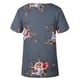thumbnail image 4 of Camiseta de mujer con estampado floral, manga corta, cuello redondo, blusa informal, gris, M Methold AP001919-20, 4 of 6
