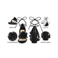 thumbnail image 4 of BLISSFUL STEP Flower Lace Up Strappy Block Heel Sandals for Women Black (Size 6), 4 of 7