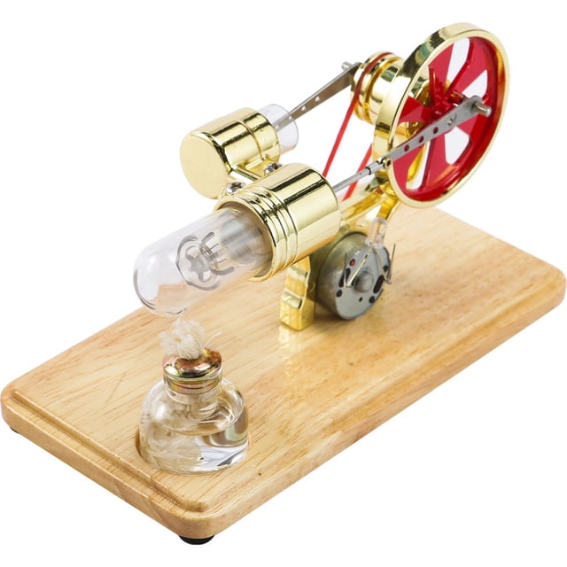 Stirling Engine Motor Kit Steam Heat Electricity Power Generator with LED Light Educational Hot Air Stirling Engine Motor Model Learning Science Experiment Toys for Kids Students