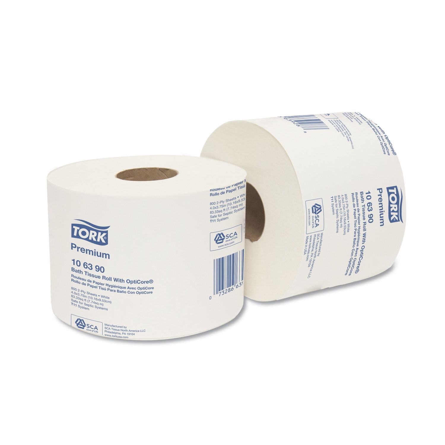Tork Universal T11 2-Ply Mid-Size 865 Sheet Toilet Paper Roll with Opticore  - 36/Case