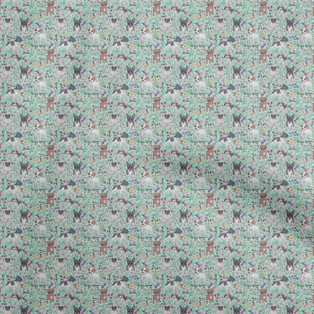 oneOone Cotton Flex Dusty Teal Green Fabric Dog Sketch Sewing Fabric By The Yard Printed Diy Clothing Sewing Supplies 40 Inch Wide